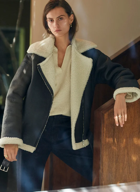Carey Shearling Aviator Jacket Fitted Jacket Loose Jacket Oversized Jacket
