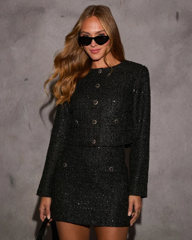 Champagne Moments Metallic Tweed Jacket Denim Jacket Leather Jacket Suede Jacket
