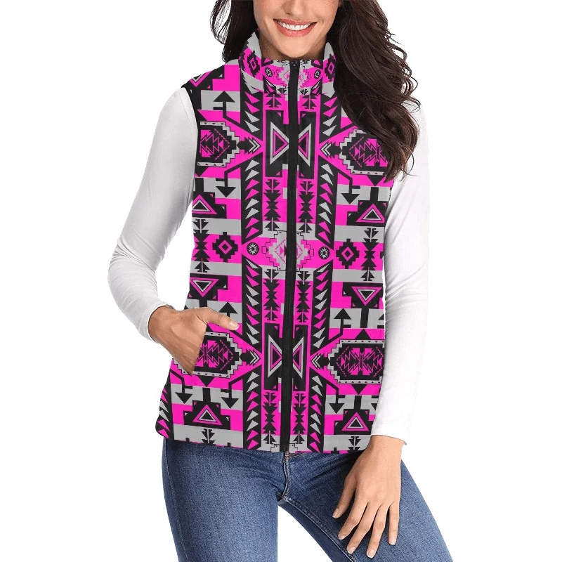 Chiefs Mountain Stunning Sunset Women's Padded Vest Jacket Striped Jacket Polka Dot Jacket Floral Jacket