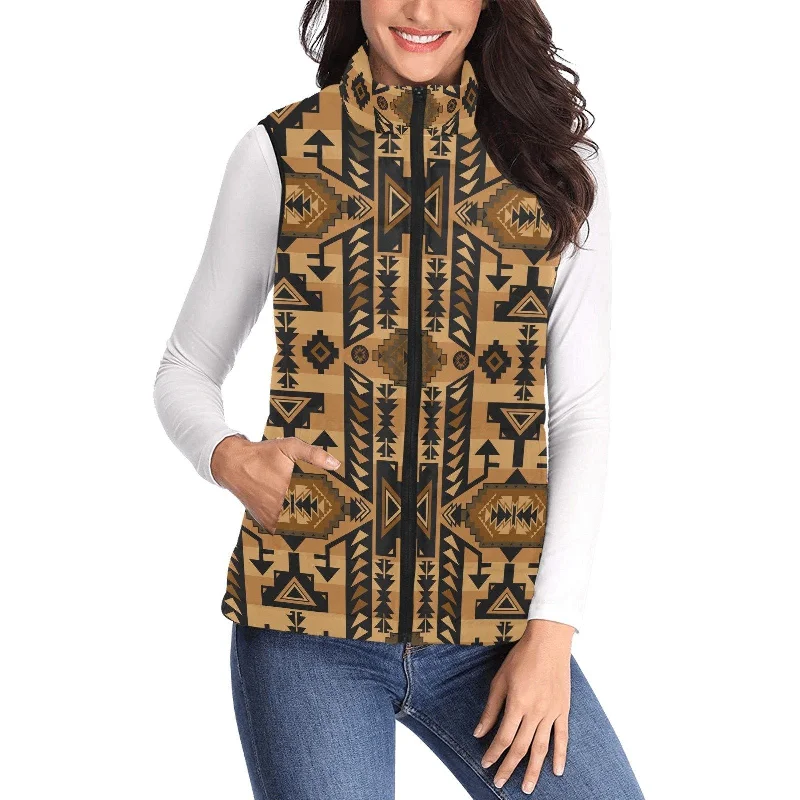 Chiefs Mountain Tan Women's Padded Vest Jacket Hoodie Zip-Up Jacket Button-Up Jacket