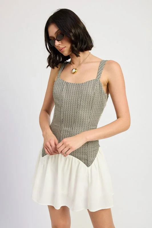Emory Park Contrasted Corset Mini Dress Elegant Sequin Mini Dress