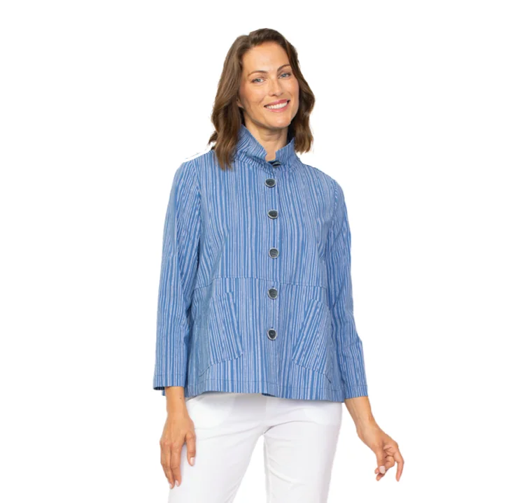 Habitat Short Stiped Swing Jacket in Twilight - 17502-TW Wool Jacket Cashmere Jacket Tweed Jacket