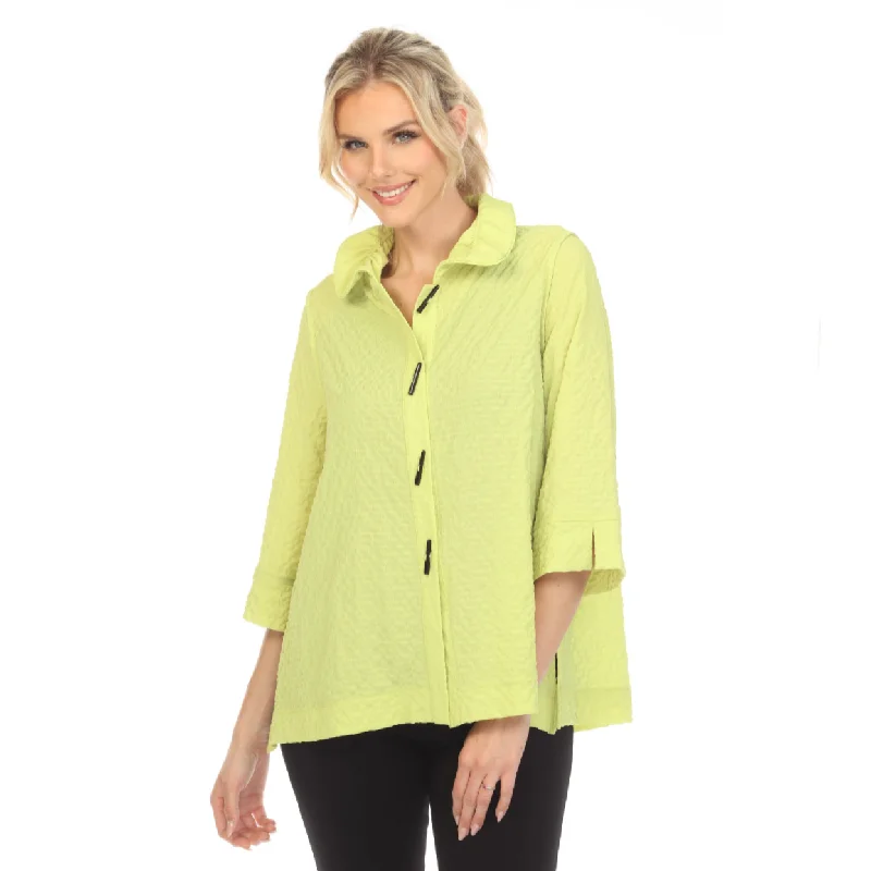 Moonlight by Y&S Blouse/Jacket in Lime - 3075SOL Snapped Jacket Toggled Jacket Drawstring Jacket