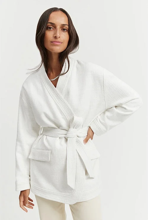 COUNTRY ROAD - Heavy cotton wrap jacket! 8-10 Tailored Jacket Straight Jacket A-Line Jacket