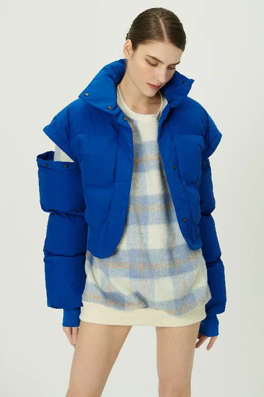 Cynlee Two-way Puffer Crop Jacket Hoodie Zip-Up Jacket Button-Up Jacket