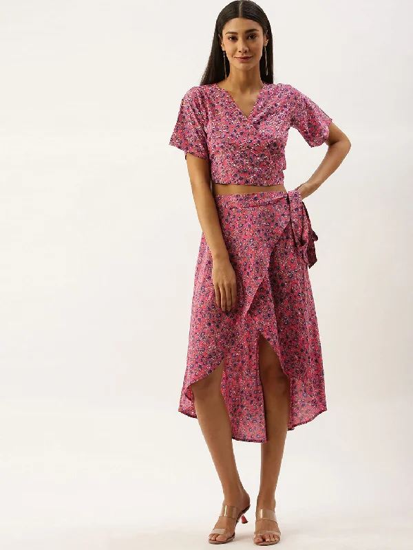 Berrylush Women Pink V-Neck Floral Printed Mini Dress Fashionable Polka Dot Mini Dress Berrylush Women Pink V-Neck Floral Printed Mini Dress Fashionable Polka Dot Mini Dress