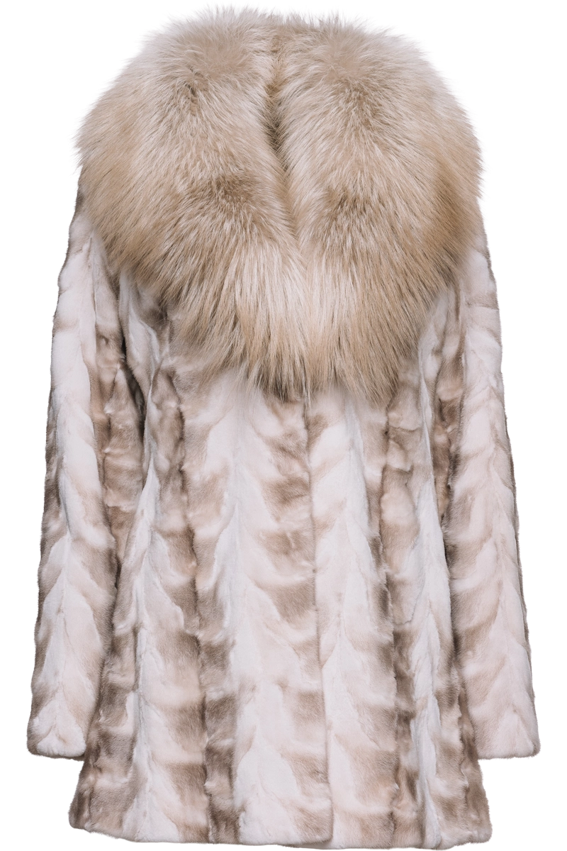 Brushed Silver Sheared Mink Sections Fur Jacket - Fox Collar Elasticated Jacket Padded Jacket Insulated Jacket Brushed Silver Sheared Mink Sections Fur Jacket - Fox Collar Elasticated Jacket Padded Jacket Insulated Jacket