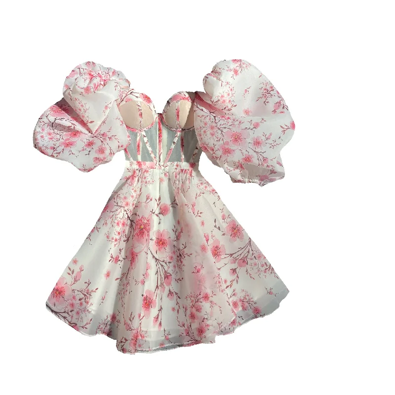 Erika Sakura Mini Dress w/ Sleeves Cozy Wraparound Mini Dress