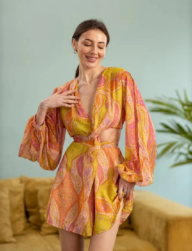 Fashionella Vintage Style Spring Summer Boho Mini Dress Comfortable Ruffle Mini Dress