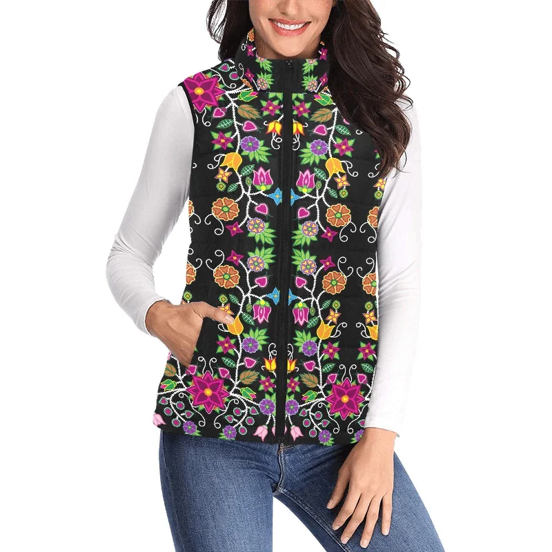 Floral Beadwork Women's Padded Vest Jacket Satin Jacket Silk Jacket Chiffon Jacket