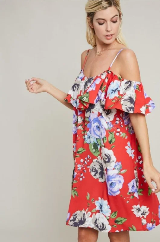 Fun In Floral Mini Dress Fashionable Boho-Chic Mini Dress