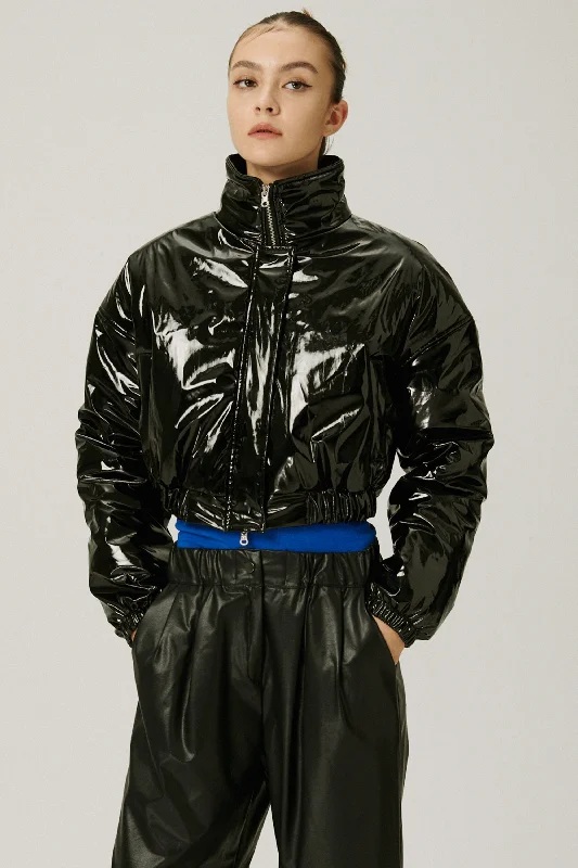 Haley Coated Puffer Jacket Front Pockets Side Pockets Patch Pockets