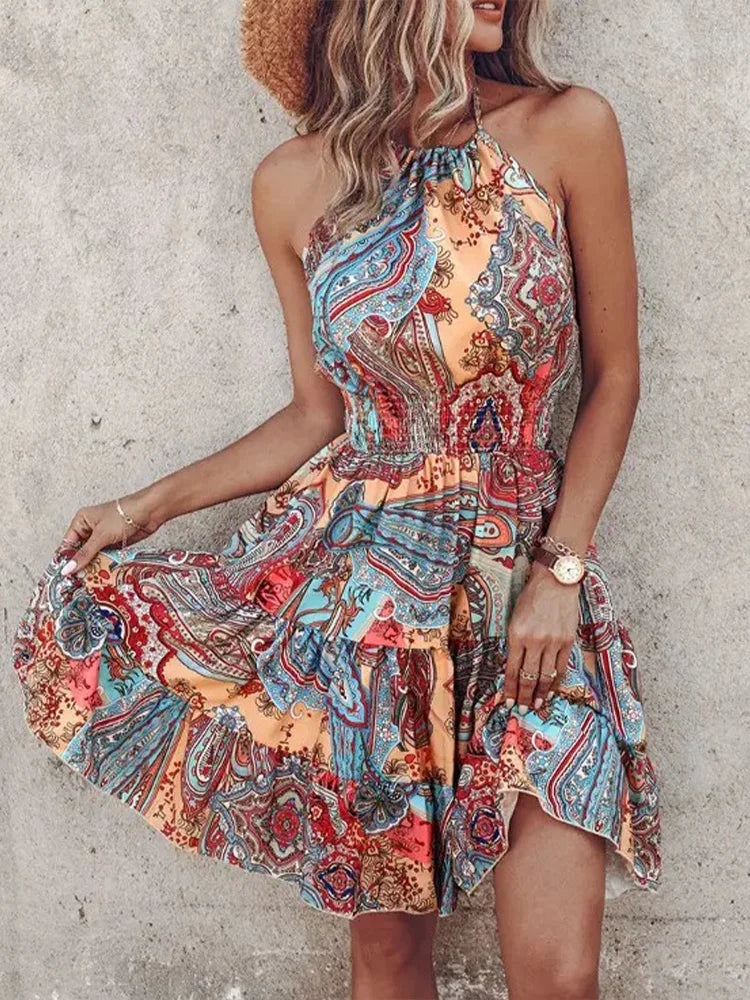 Irregular Printed Vest Backless Dress Women Summer Sexy Sleeveless Mini Dresses Party Clothes Trendy Mesh Mini Dress Irregular Printed Vest Backless Dress Women Summer Sexy Sleeveless Mini Dresses Party Clothes Trendy Mesh Mini Dress