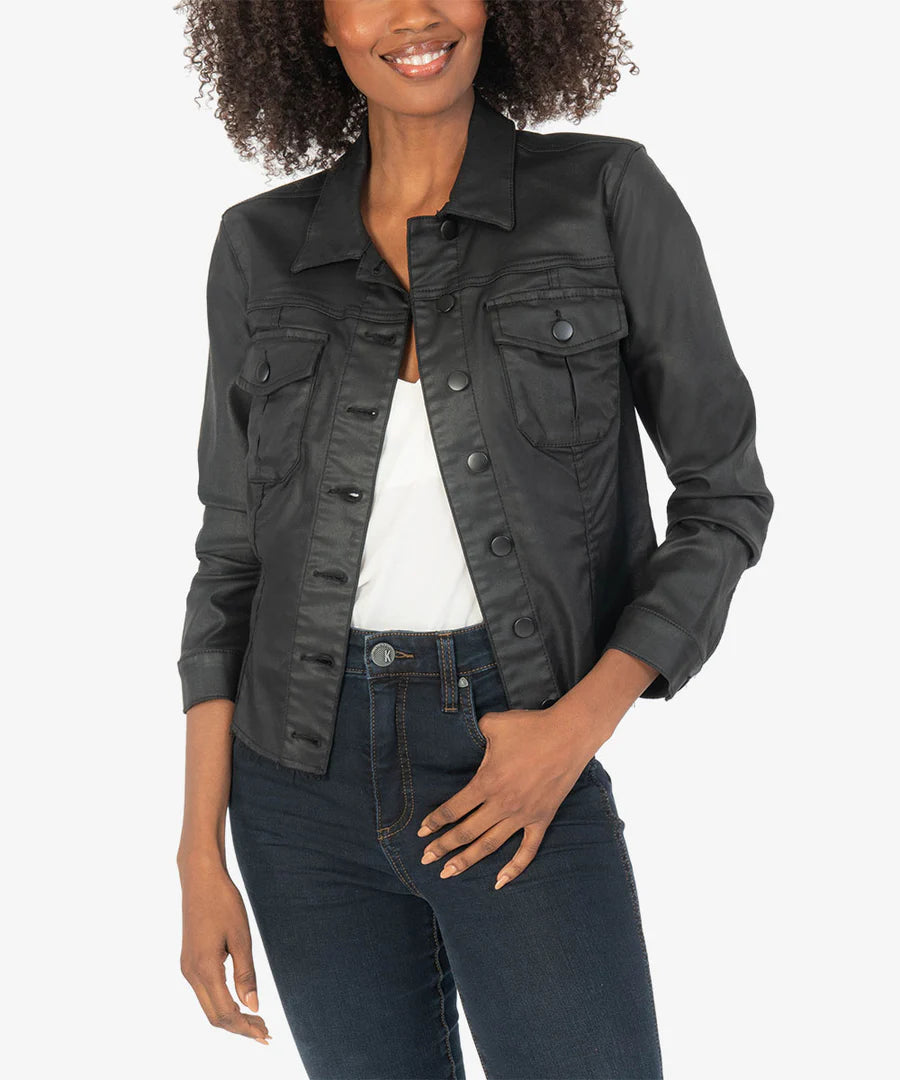 Kara Vegan Leather Jacket One-Shoulder Jacket Off-the-Shoulder Jacket Asymmetrical Jacket