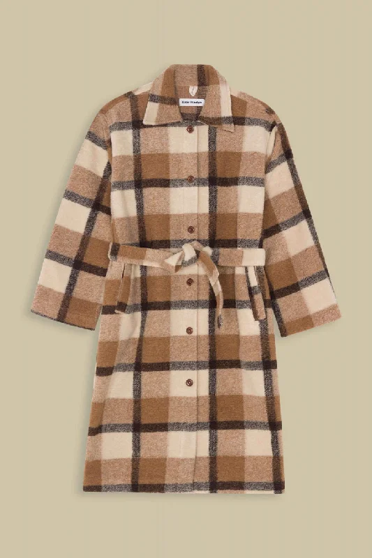 Isolde Jacket Beige Check One-Shoulder Jacket Off-the-Shoulder Jacket Asymmetrical Jacket