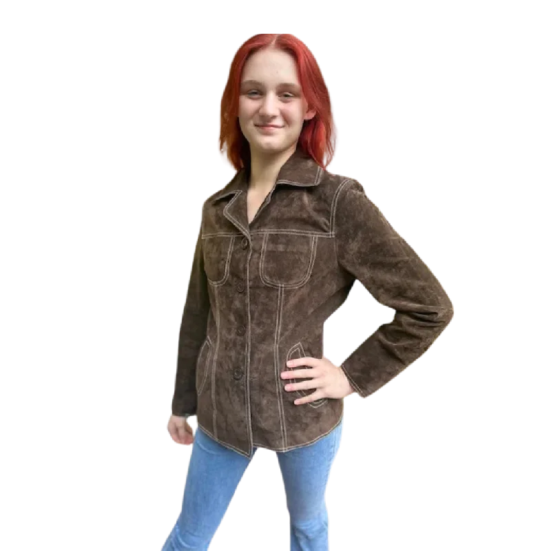 Montana Co Women's Leather Chocolate Jacket Denim Jacket Leather Jacket Suede Jacket