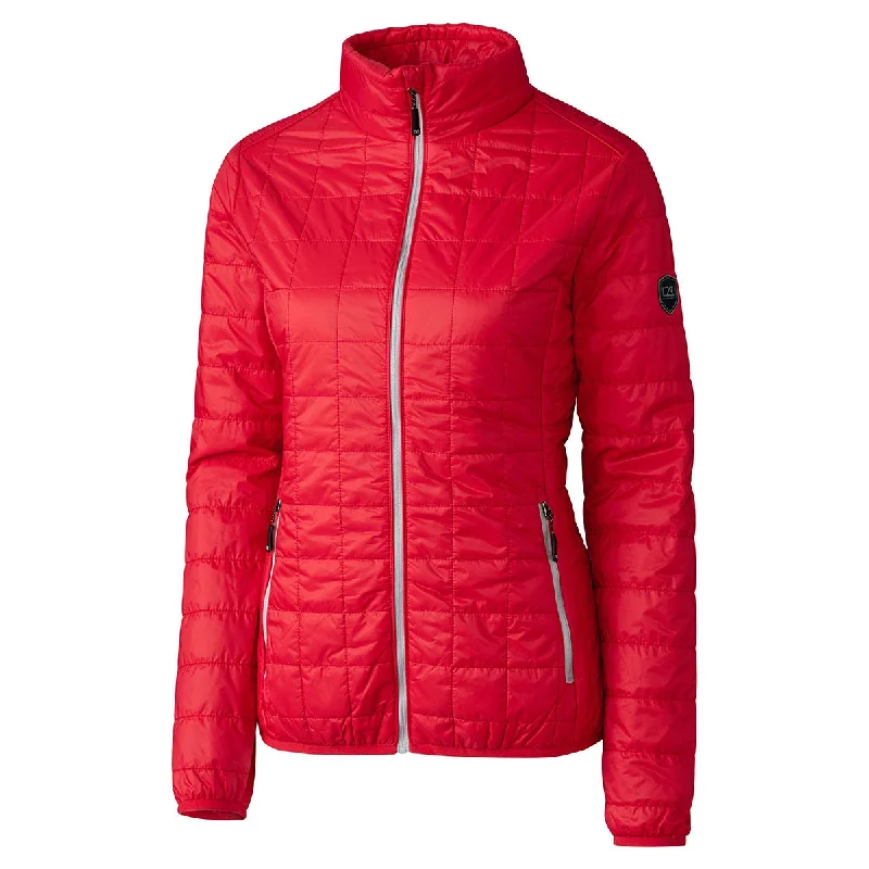 Cutter & Buck Women's Red Rainier Jacket Denim Jacket Leather Jacket Suede Jacket