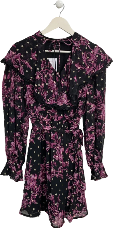 Love & Roses Black Bird Print Mini Dress UK 8 Chic Tropical Mini Dress