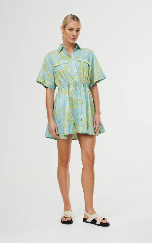 Maeve Mini Dress - Ocean Bloom Cozy Wraparound Mini Dress
