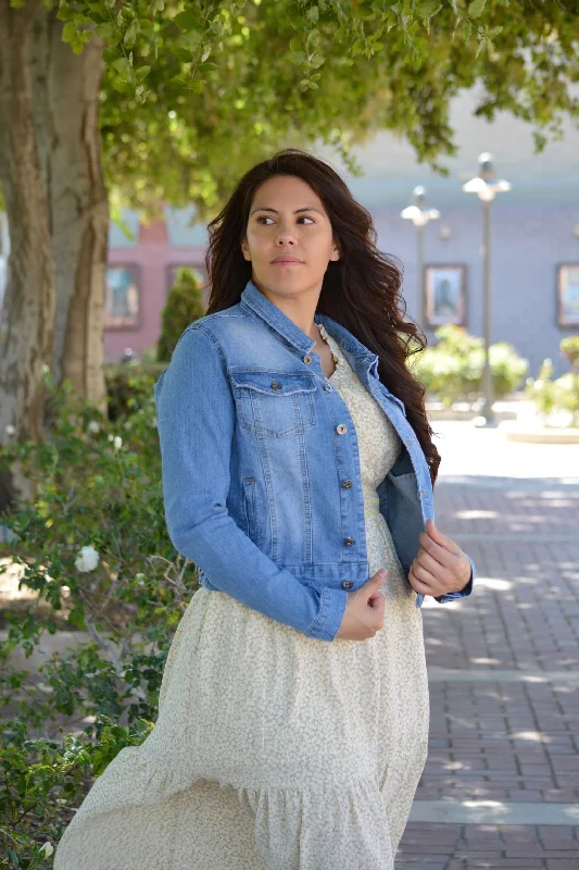 Marisa Light Wash Denim Jacket One-Shoulder Jacket Off-the-Shoulder Jacket Asymmetrical Jacket