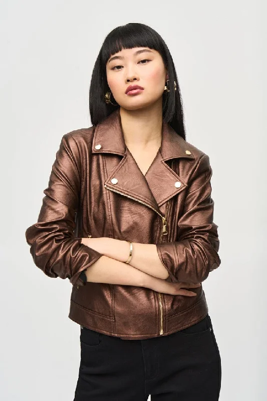 Metallic Faux Leather Biker Jacket - Bronze Faux Fur Fabric Real Fur Fabric Shearling Fabric Metallic Faux Leather Biker Jacket - Bronze Faux Fur Fabric Real Fur Fabric Shearling Fabric