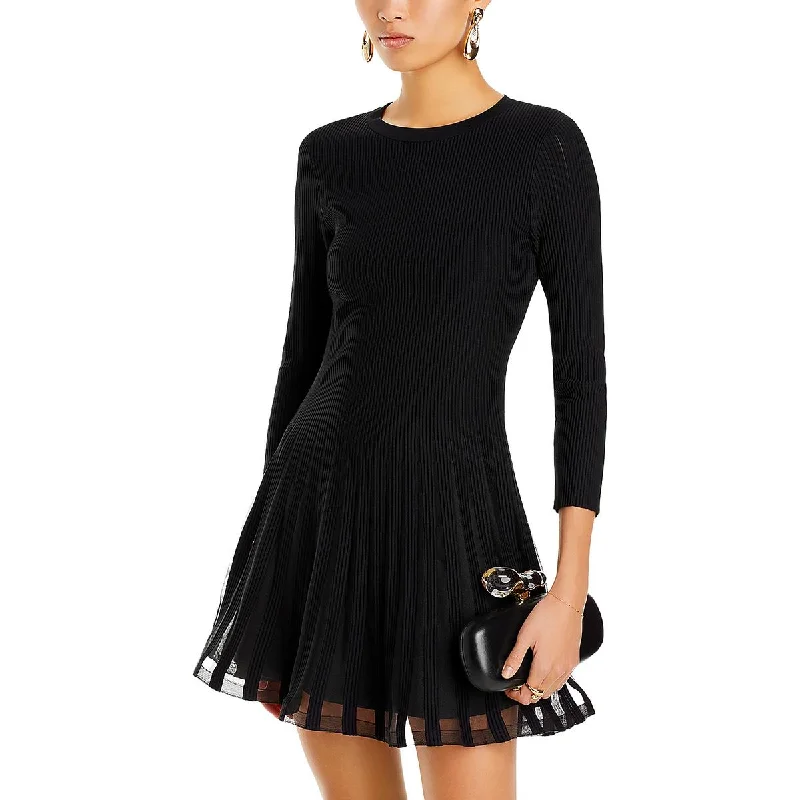 Milly Womens Tabitha Long Sleeve Short Mini Dress Casual High-Waist Mini Dress