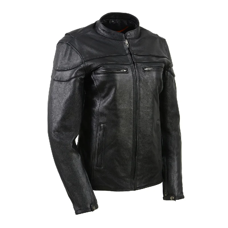 Milwaukee Leather SH8011 Women's Black Leather Sporty Scooter Crossover Biker  Jacket Denim Jacket Leather Jacket Suede Jacket