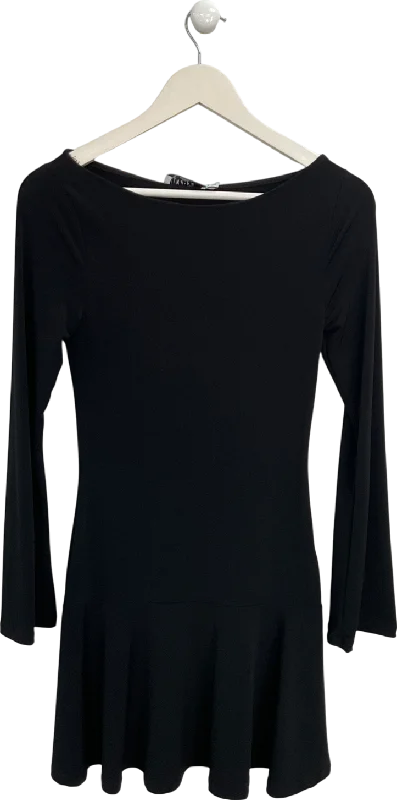 NA-KD Black Long Sleeve Mini Dress UK XXS Chic Bohemian Mini Dress