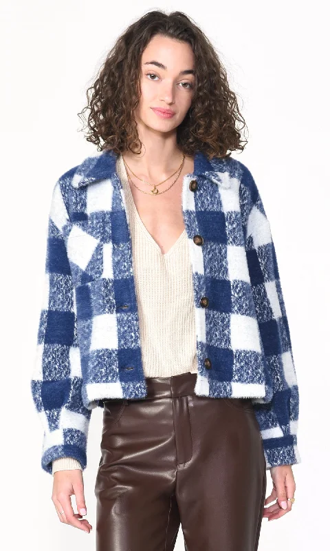 Nate Large Check Cozy Cropped Jacket Oversized Jacket Tailored Jacket Straight Jacket