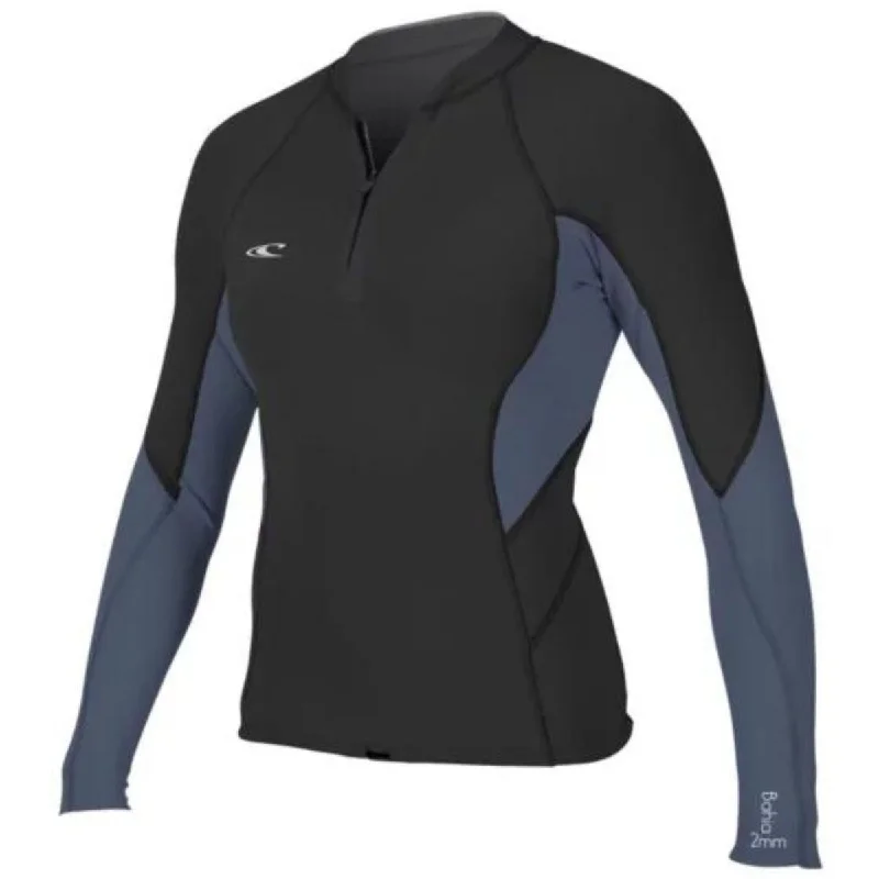 O'Neill Women's Bahia Front-Zip Jacket 1MM Black/Mist/Black One-Shoulder Jacket Off-the-Shoulder Jacket Asymmetrical Jacket