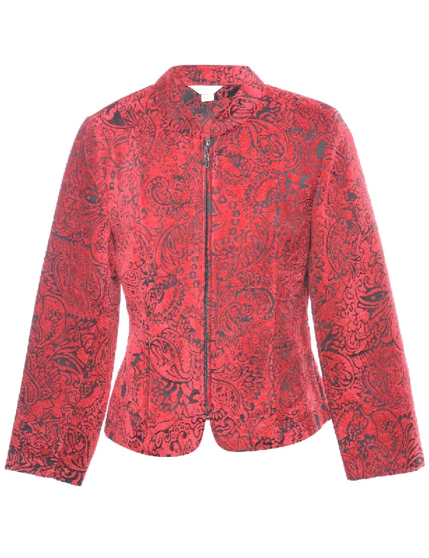 Paisley Pattern Red Tapestry Jacket - S Cotton Fabric Linen Fabric Terry Fabric