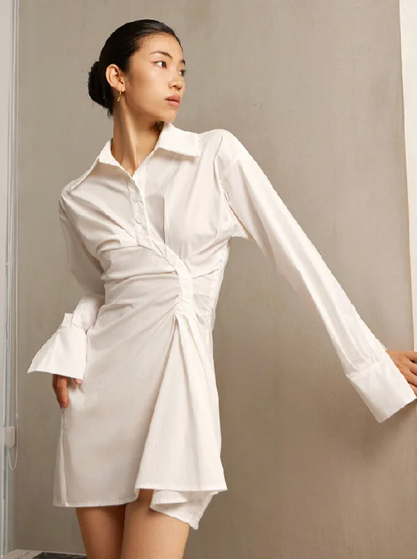 Patchwork Elegant Long Sleeve High Waist Solid Mini Dress Cozy Cowl Neck Mini Dress