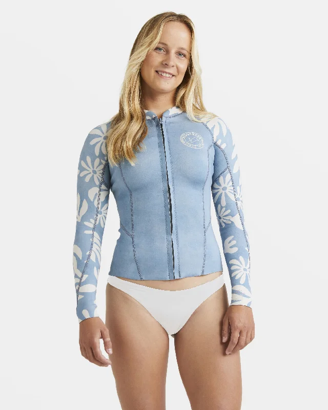 1/1mm Peeky Natural Upcycler Front Zip Wetsuit Jacket - Blue Shadow Cotton Jacket Linen Jacket Terry Jacket