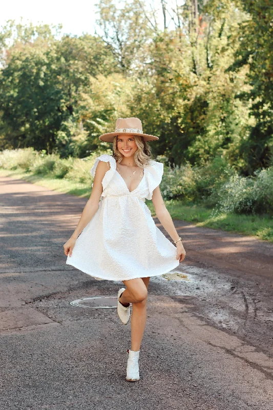 Poplin Mini Dress Ivory Cozy Long Sleeve Mini Dress