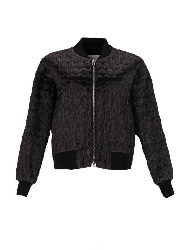 quilted raffia bomber jacket Welt Pockets Slit Pockets Flap Pockets