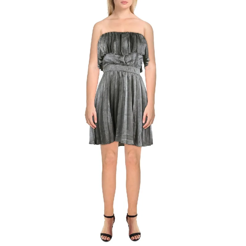Ramy Brook Womens Ryleigh Metallic Short Mini Dress Cozy Satin Mini Dress