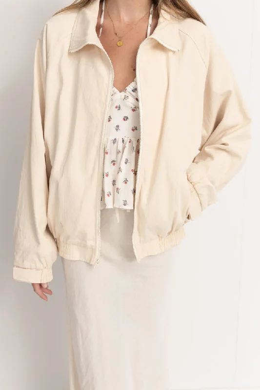 Rhythm Santa Monica Bomber Jacket - CREAM Hooded Jacket Caped Jacket Shawl Collar Jacket