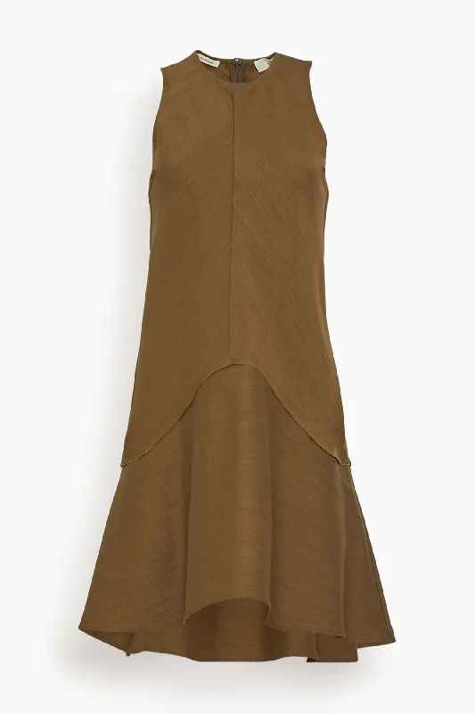 Shield Organic Wool and Silk Mini Dress in Moss Cozy Cowl Neck Mini Dress