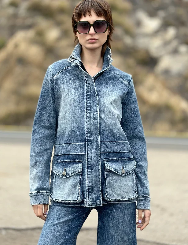 Sidecar Denim Jacket Denim Fabric Leather Fabric Suede Fabric