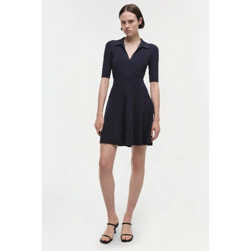 Simkhai Patricia Polo Mini Dress Navy Trendy Mini Dress with Belt
