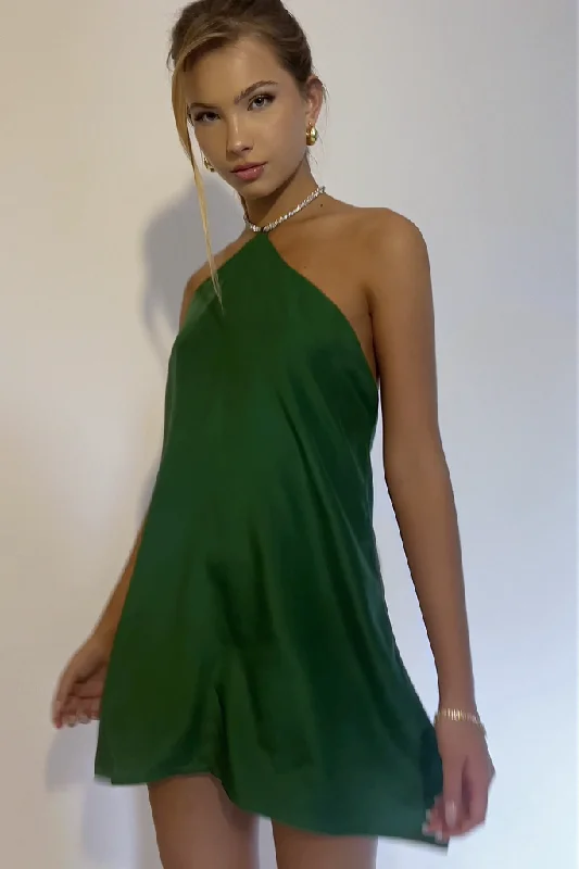 SKYLAR MINI DRESS - EMERALD SILK Fashionable Party Mini Dress