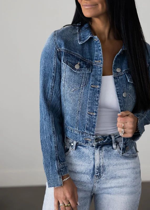 Sloane Denim Jacket Zip Front Button Front Snap Front
