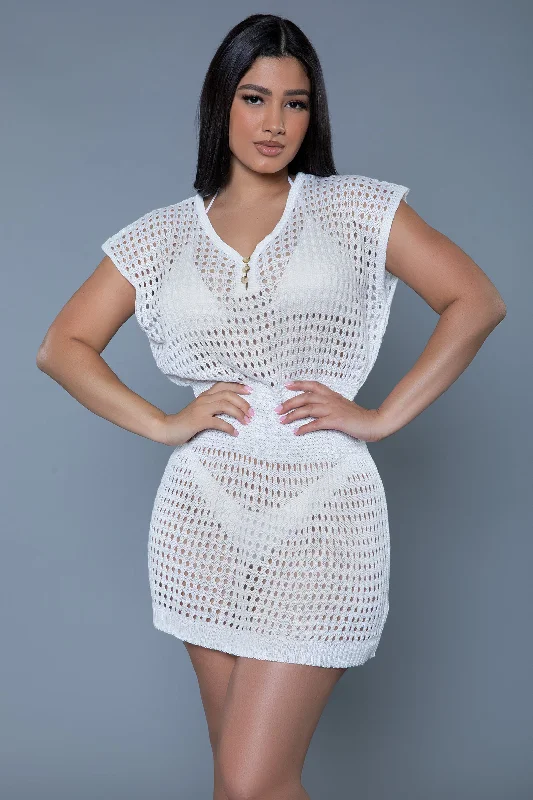 Sophia Crochet Net Mini Dress Elegant Vintage Mini Dress