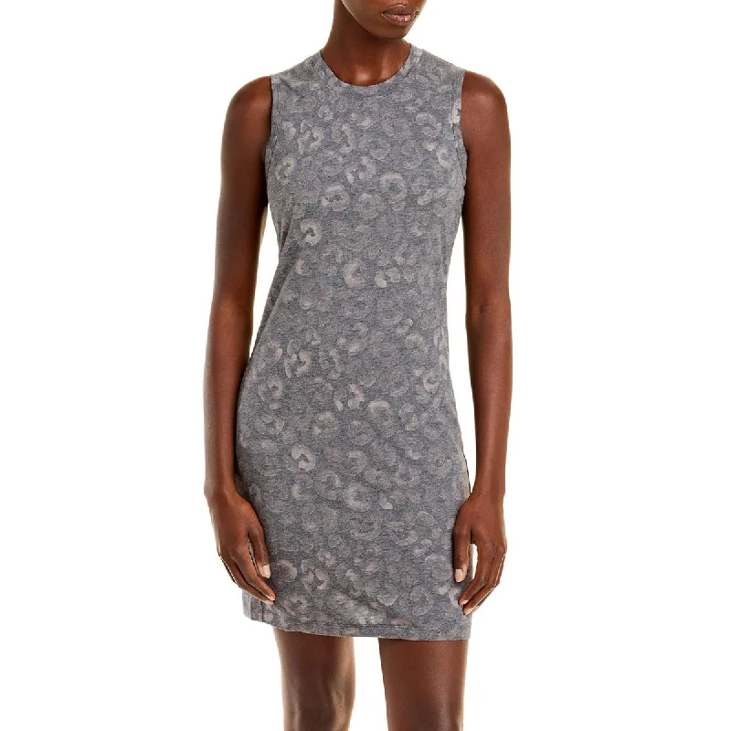 Splendid Womens Robyn Animal Print Crewneck Mini Dress Fashionable Boho-Chic Mini Dress