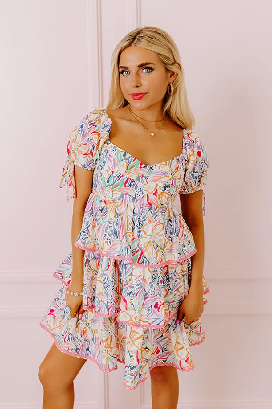 Springtime Chic Tiered Mini Dress Elegant Mini Dress with Pleats