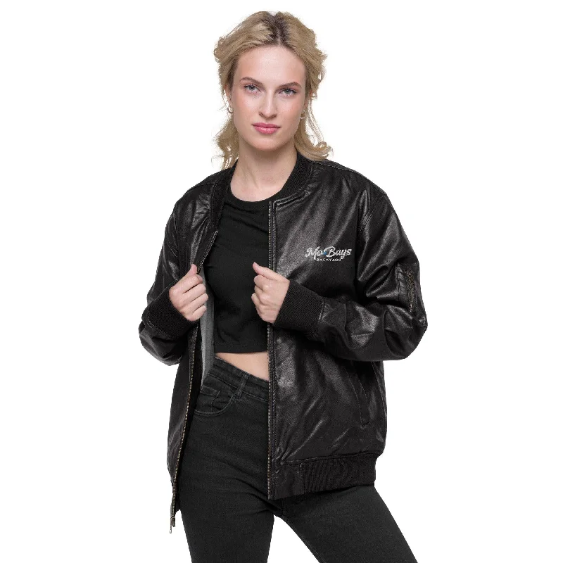 Standing Leather Bomber Jacket Quilted Jacket Puffer Jacket Insulated Jacket
