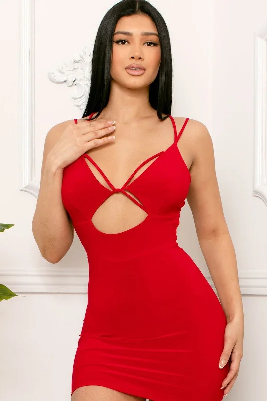 Strappy Open Back Mini Dress Modern Satin Mini Dress