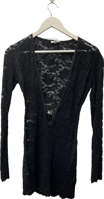 Superdown Black Violetta Sheer Mini Dress UK S Comfortable Off-Shoulder Mini Dress