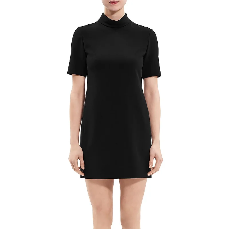 Theory Womens Crepe Short Sleeve Mini Dress Classic Casual Mini Dress