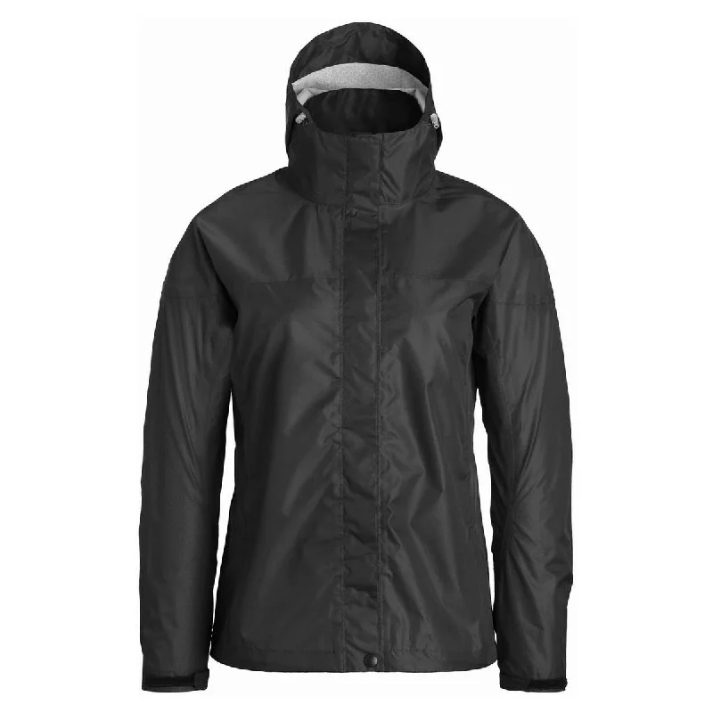 Landway Women's Black Monsoon Rain Jacket Zip Front Button Front Snap Front